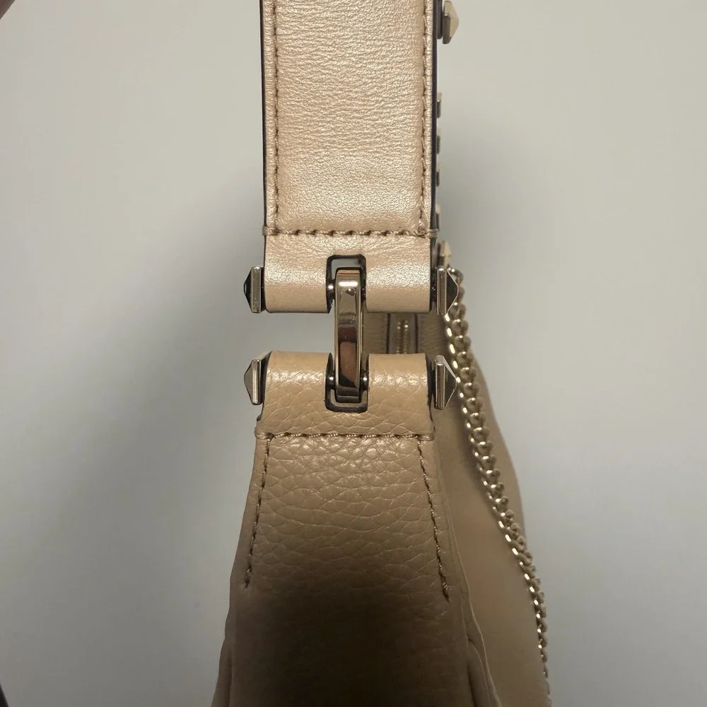 Michael Kors Tan Hobo Shoulder Bag with Gold Chain Accent
